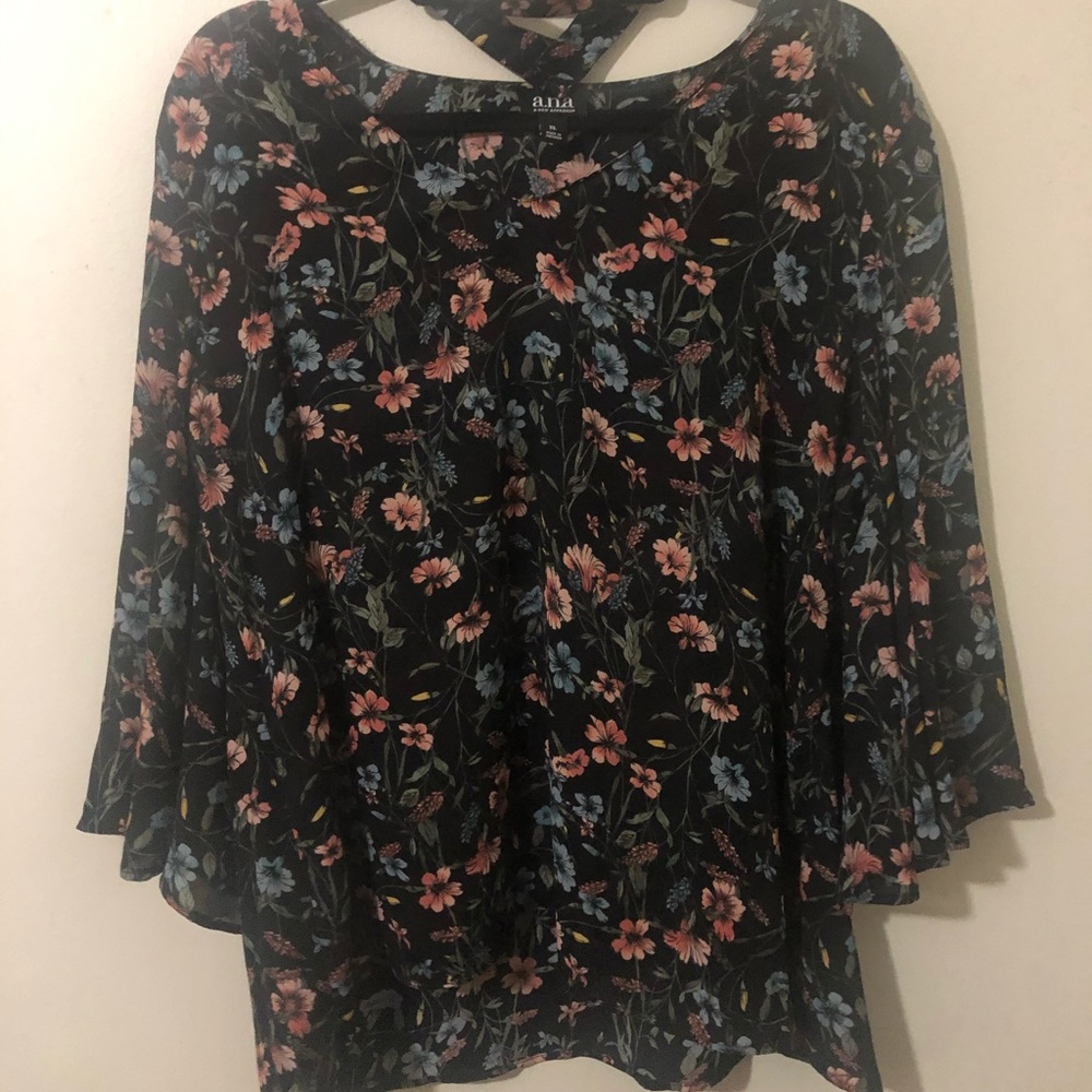 Flowy black floral blouse